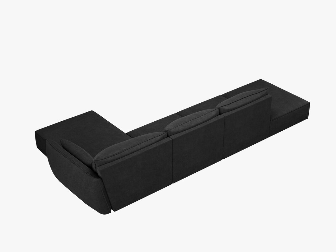 Micadoni Ecksofa Kaelle 5-Sitzer Rechts Chenille Over The Horizon Schwarz