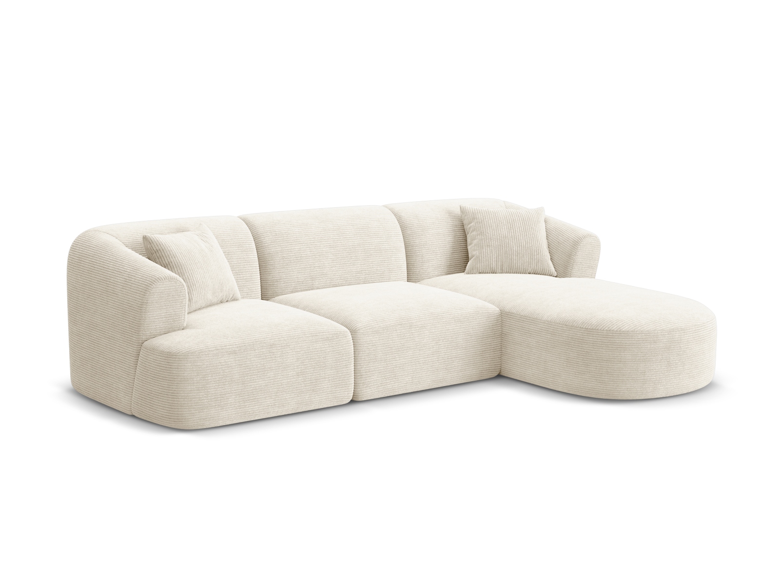 Cosmopolitan Design Ecksofa Campi 4-Sitzer Kord Lincoln D Helles Beige Rechts