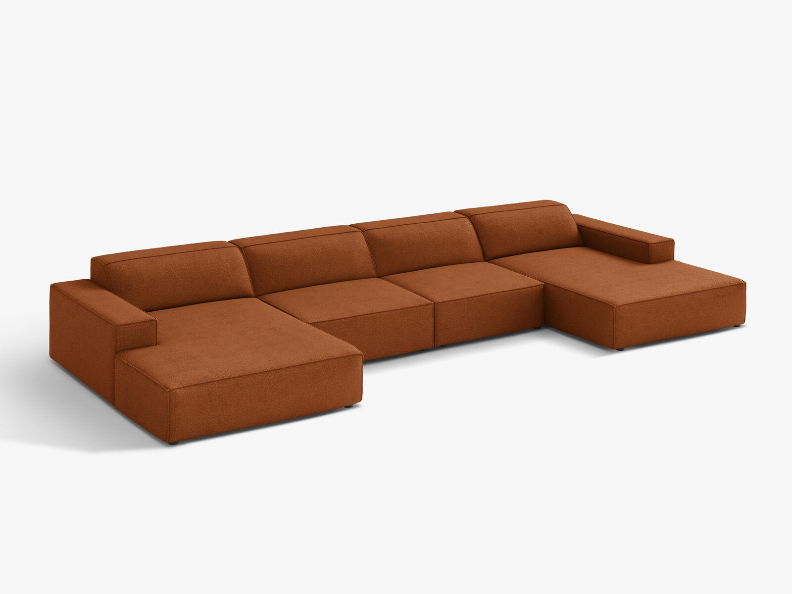Micadoni Panorama-Sofa Jodie 6-Sitzer Boucle Baloo Terrakotta