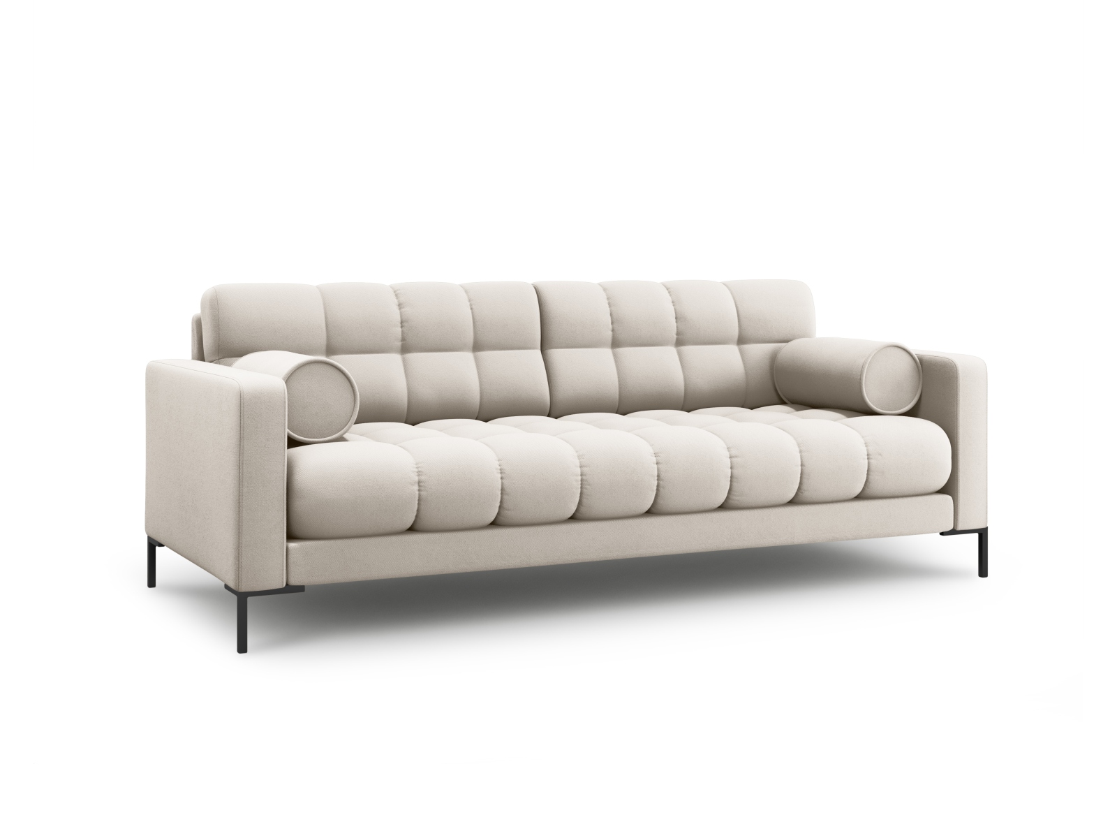 Cosmopolitan Design Sofa Bali 4-Sitzer Strukturierter Stoff Neve Beige Beine Schwarzes Metall