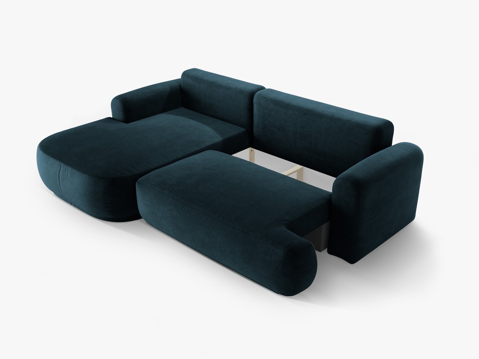 Micadoni Ella Ecksofa mit Bettfunktion und Stauraum Links Samt Vogue Dunkelpetrol