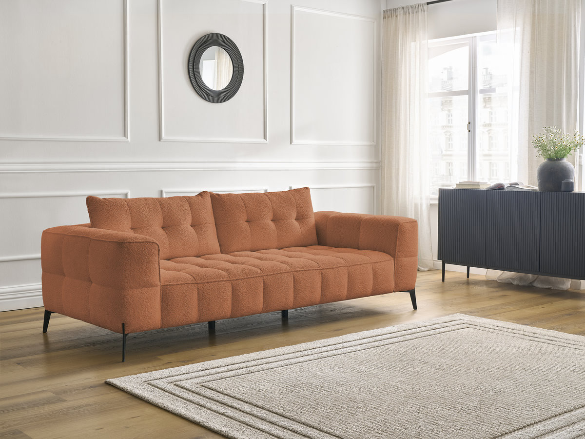 Bobochic Anis Sofa 3-Sitzer Bouclé-Stoff Orange