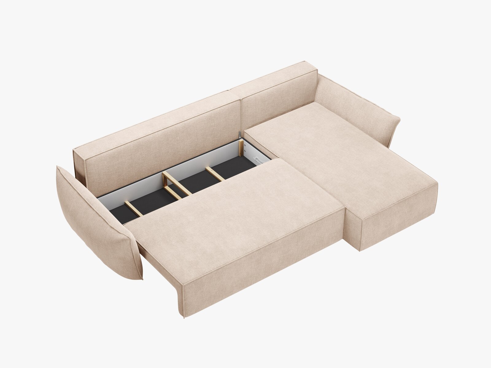 Micadoni Kaelle Ecksofa 4-Sitzer mit Schlaffunktion Rechts Chenille Over The Horizon Beige