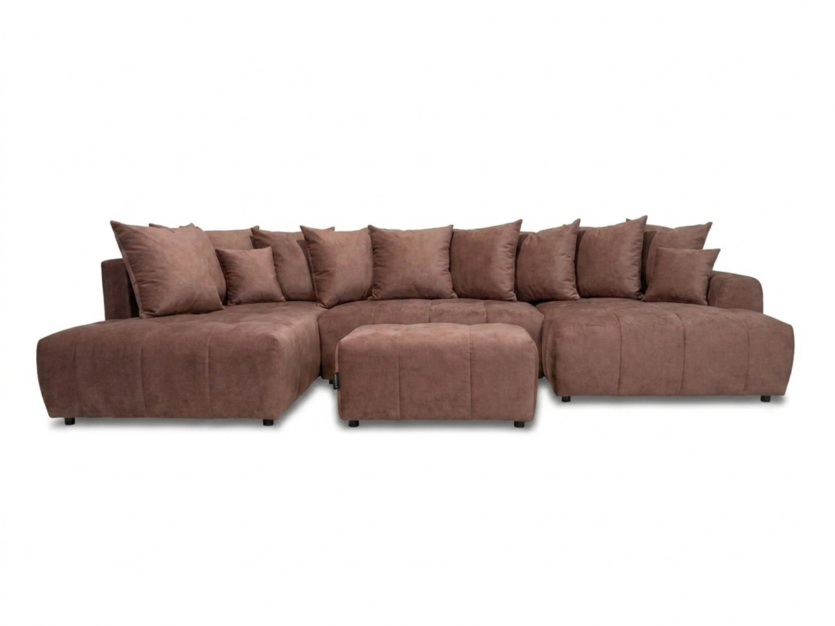 Bobochic Roxelane Wohnlandschaft mit Pouf Melange-Stoff Rot Ecke links