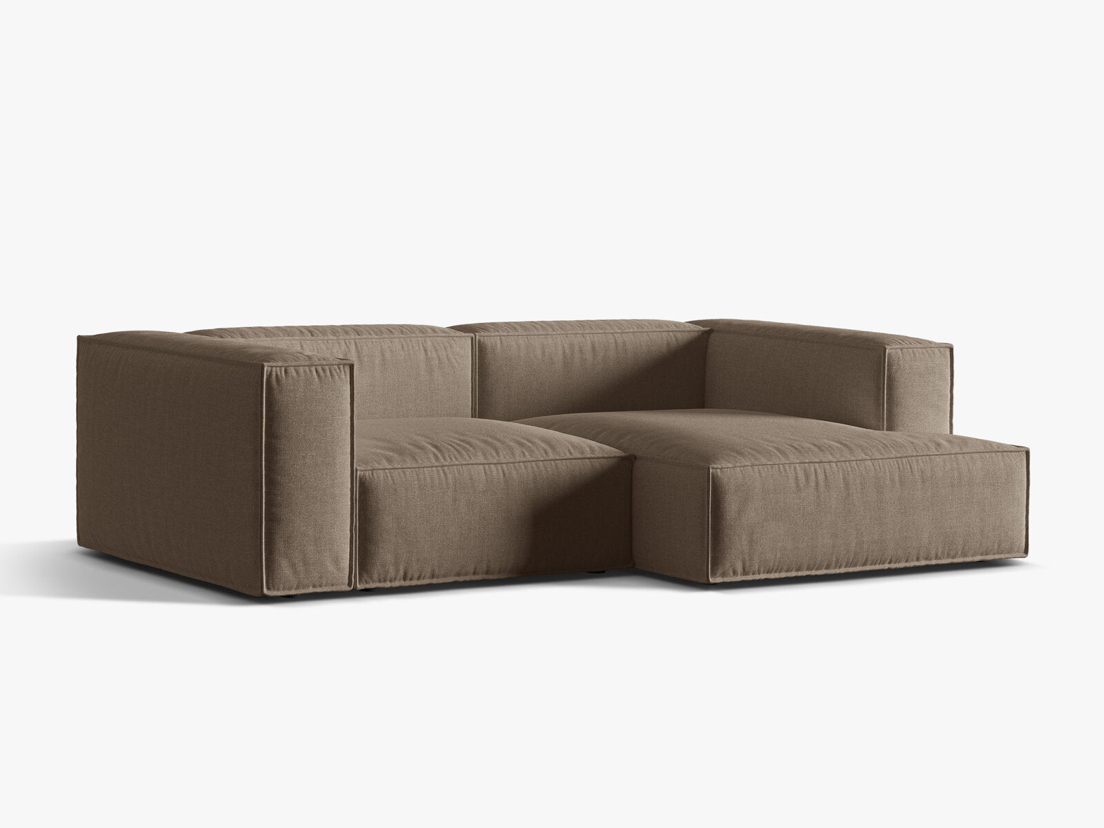 Micadoni Ecksofa Nuria 3-Sitzer Rechts Strukturierter Stoff Cappuccino