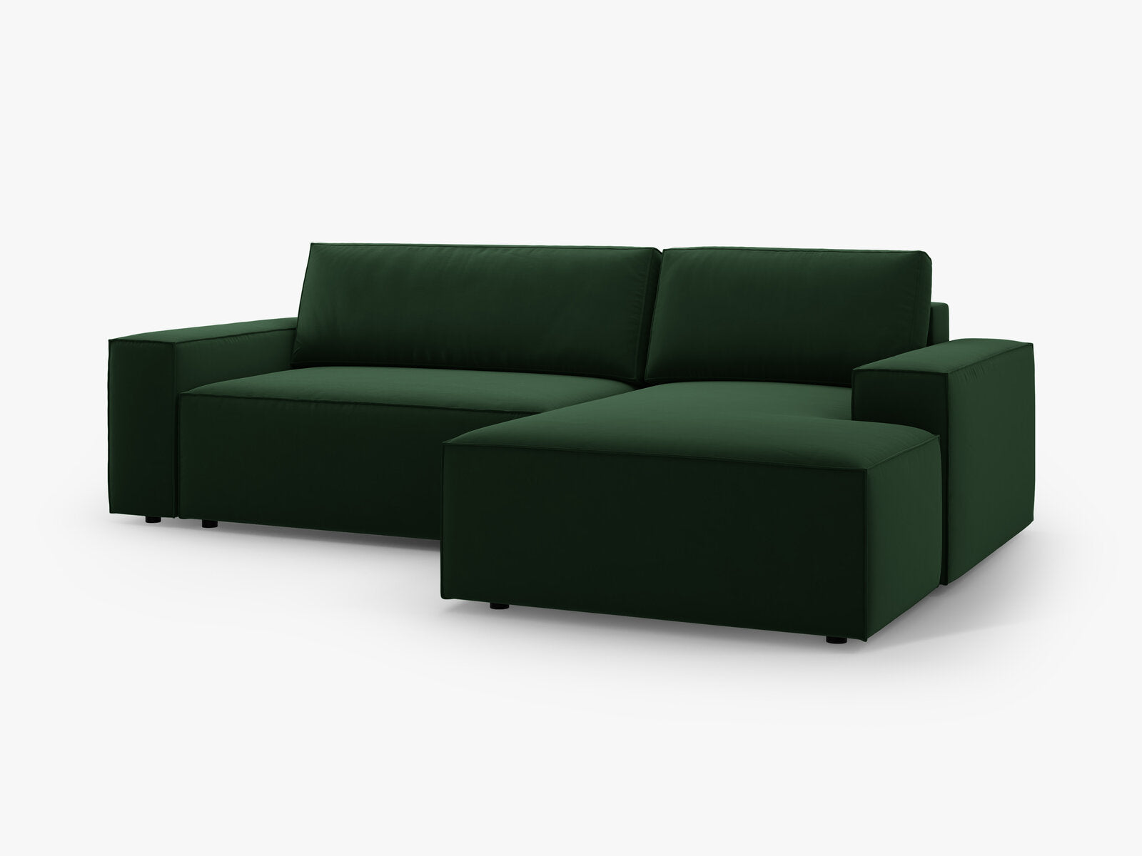 Micadoni Schlaf-Ecksofa Jodie 3-Sitzer Rechts Samt Flaschengrün
