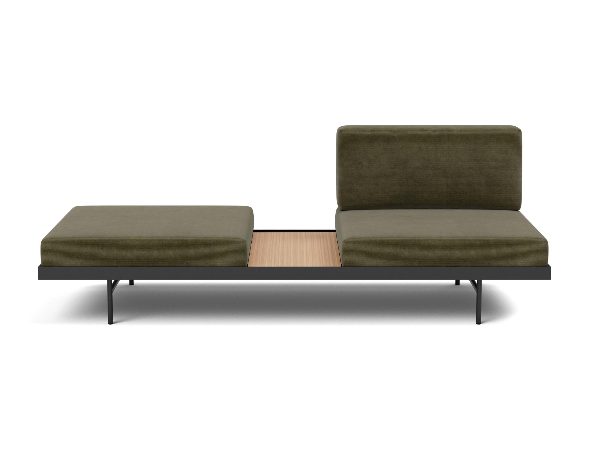 Tagesbett Puri Kord Cordufine 316-Pine-Green Beine mit Eichentisch