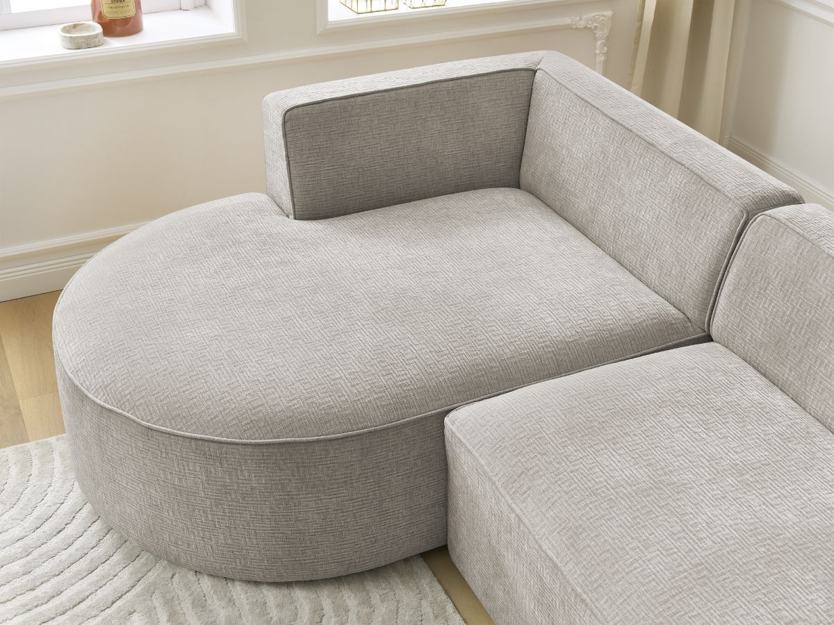 Bobochic Rousseau Ecksofa Strukturstoff Beige Ecke links