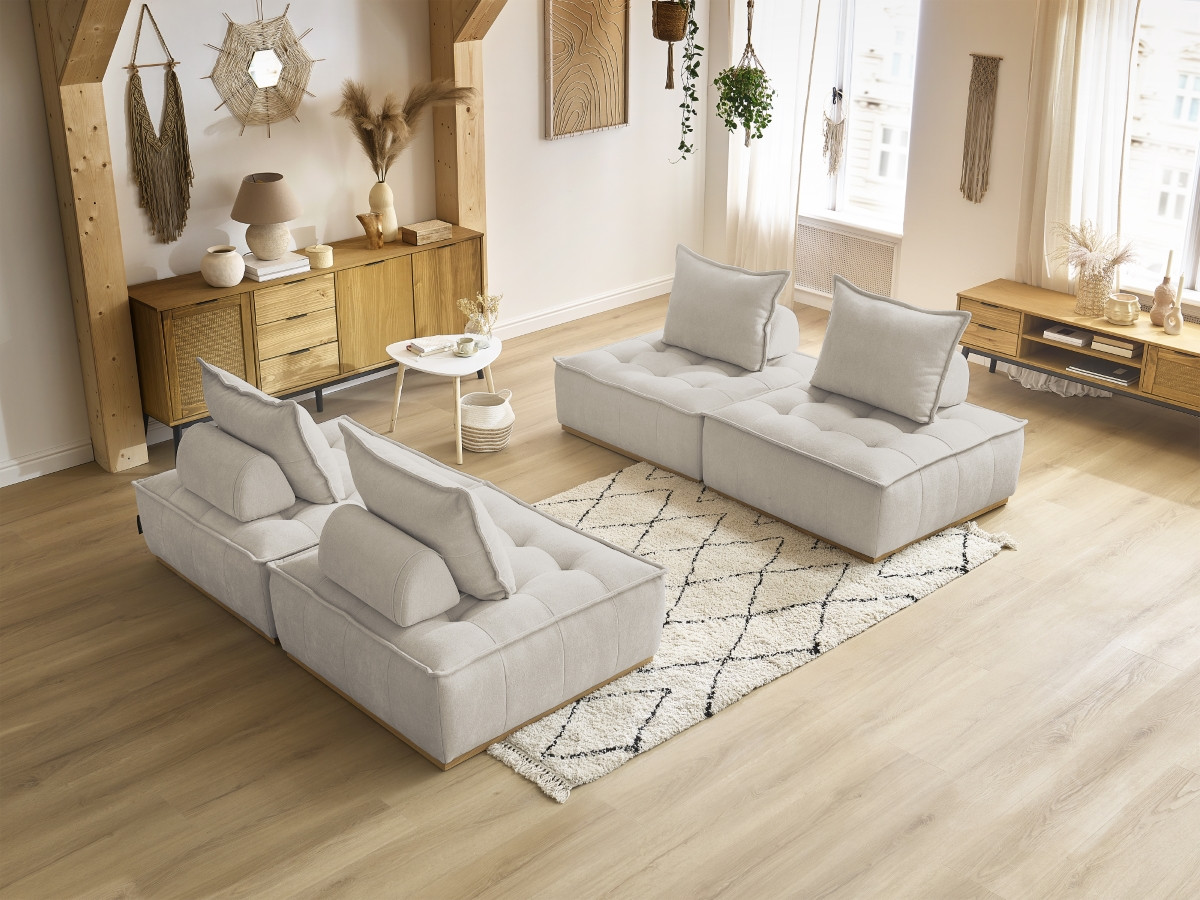 Bobochic Elisa Sofa 4-Sitzer Strukturstoff Beige