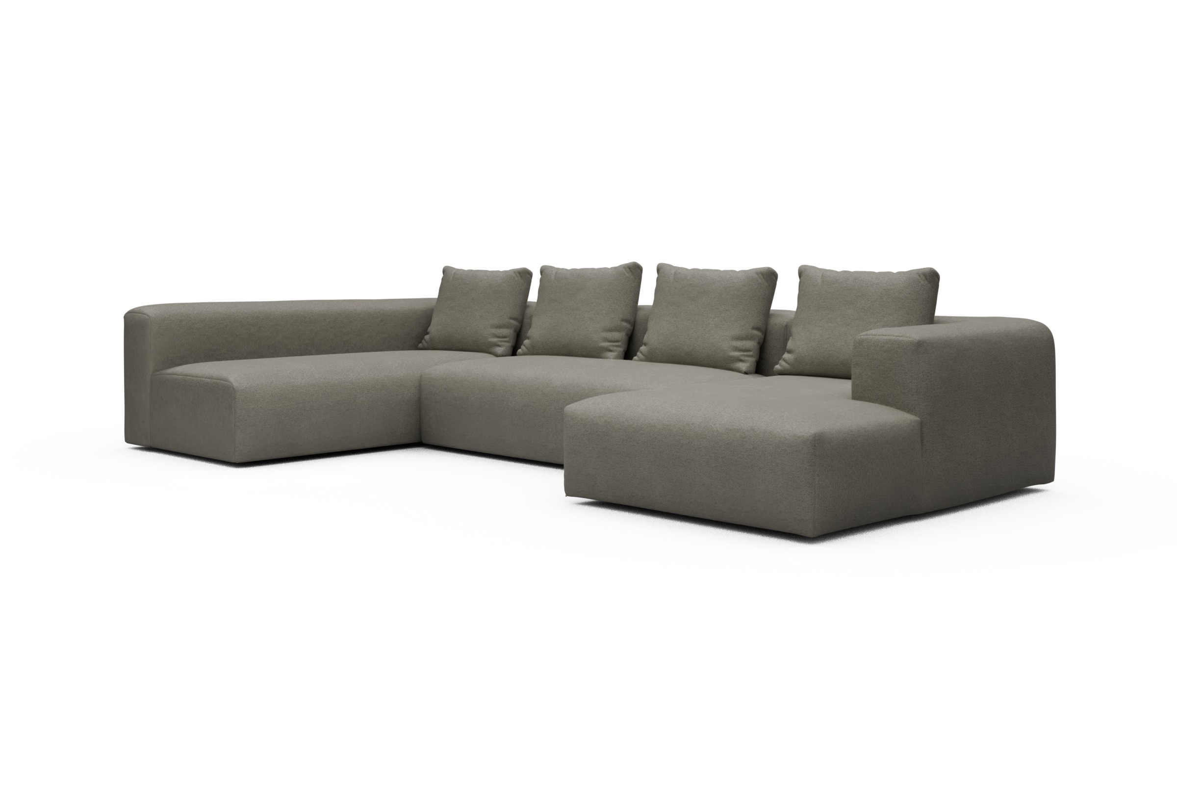 Wohnlandschaft Fred Chaiselongue rechts mit 2-Sitzer und lange Armlehne links Denari-Warm-Grey