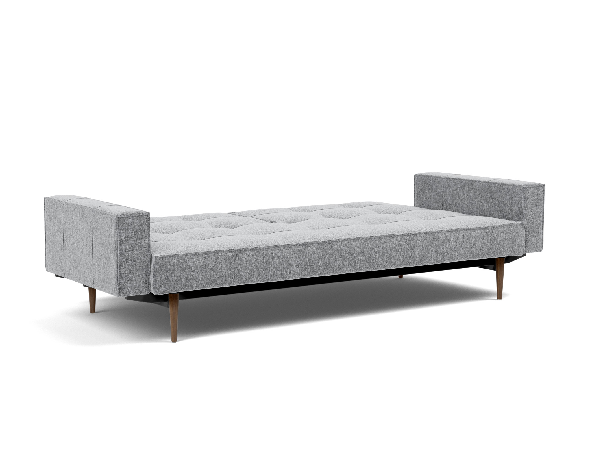 Schlafsofa Splitback mit Armlehnen Strukturierter Stoff Twist 565-Granite Beine Styletto Eiche dunkel