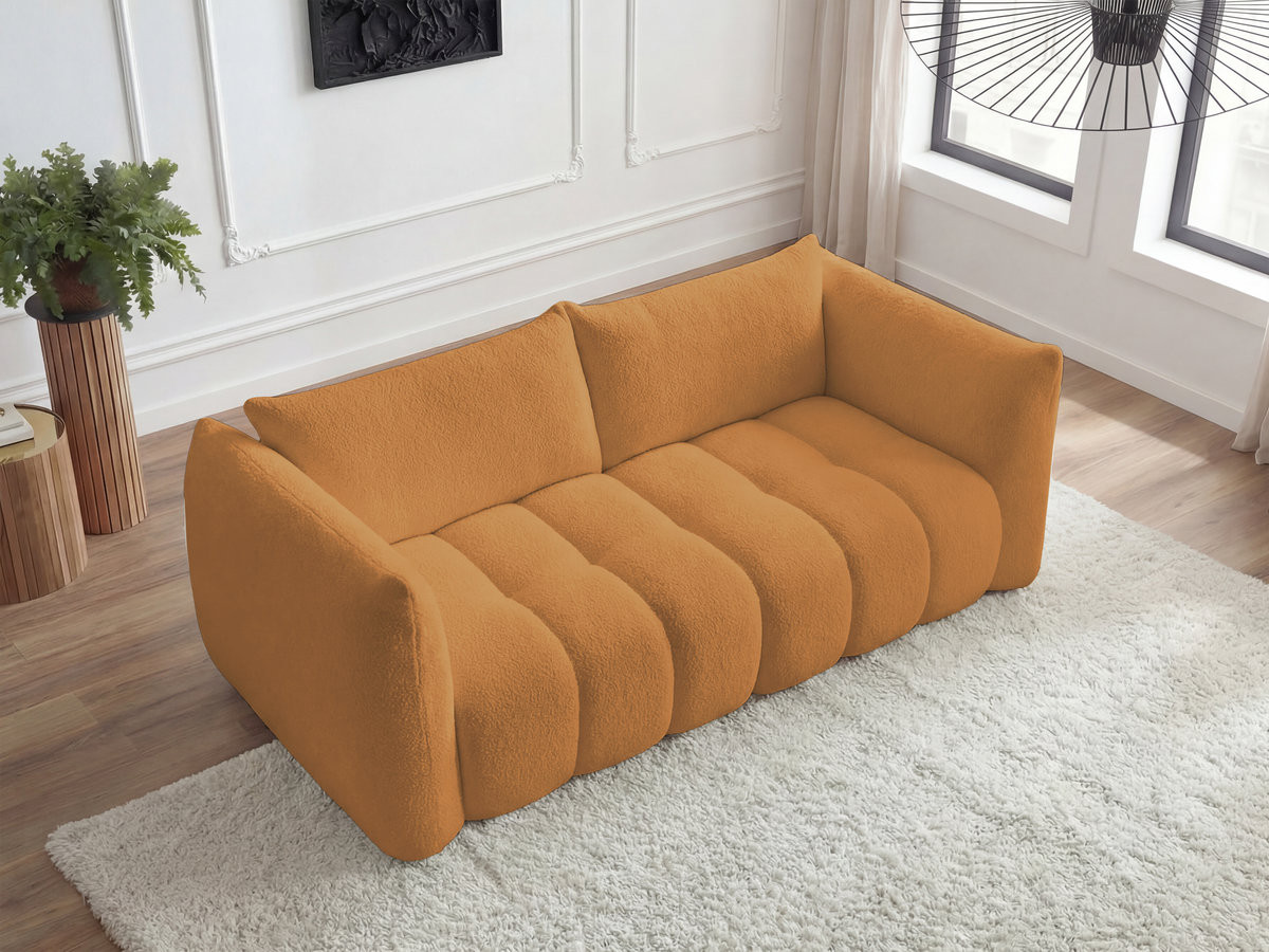 Bobochic Azra Sofa 3-Sitzer Bouclé-Stoff Gelb