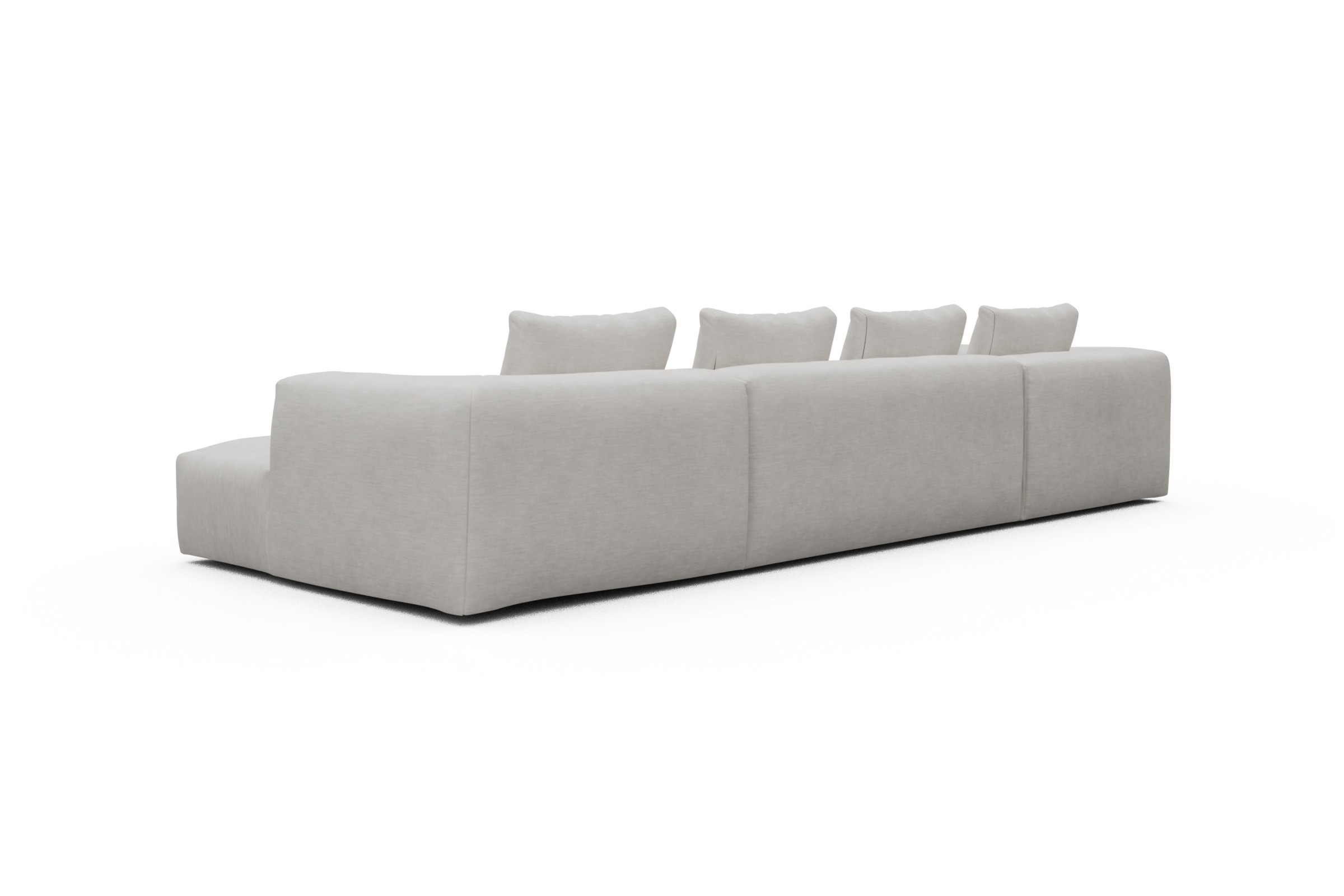 Wohnlandschaft Fred Relax-Ecke links mit 2-Sitzer und Chaiselongue rechts Vivus-Dusty-Off-White