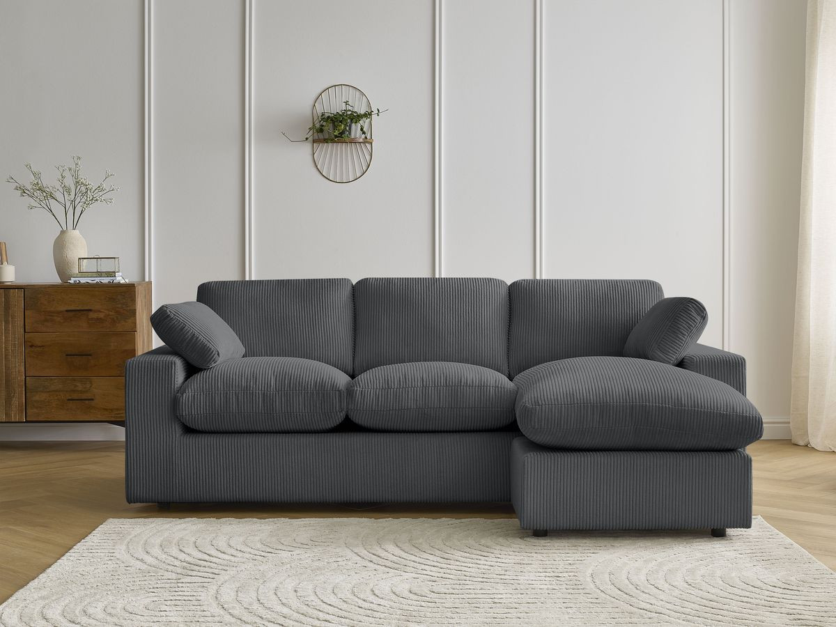 Bobochic Belair Ecksofa 220 × 139 cm Cordsamt Dunkelgrau