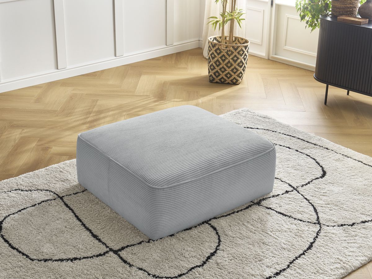 Bobochic Leopold Pouf Cordsamt Hellgrau