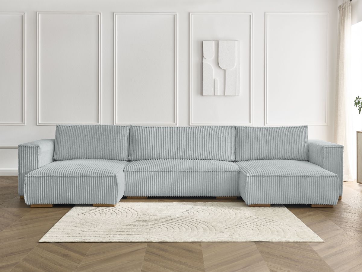 Bobochic Chelsea Wohnlandschaft Breitcord weich Hellgrau