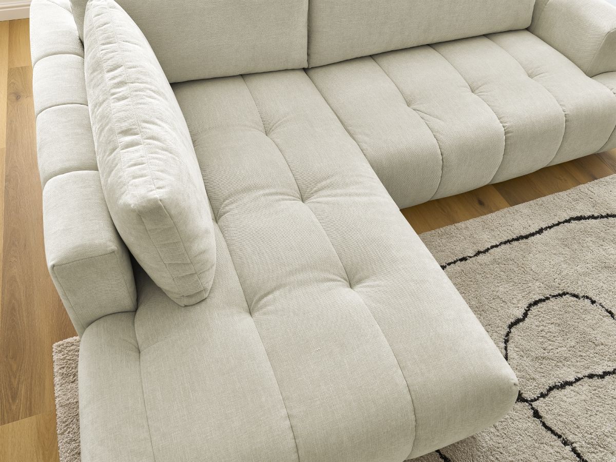 Bobochic Fuji Ecksofa mit Schlaffunktion und Bettkasten 282 × 204 cm Stoff Beige Ecke links