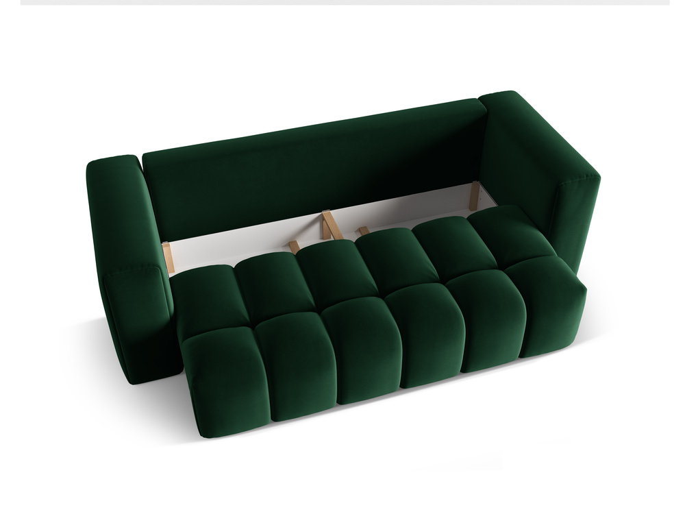 Cosmopolitan Design Schlafsofa Verona 3-Sitzer mit Bettkasten Samt Casino Flaschengrün