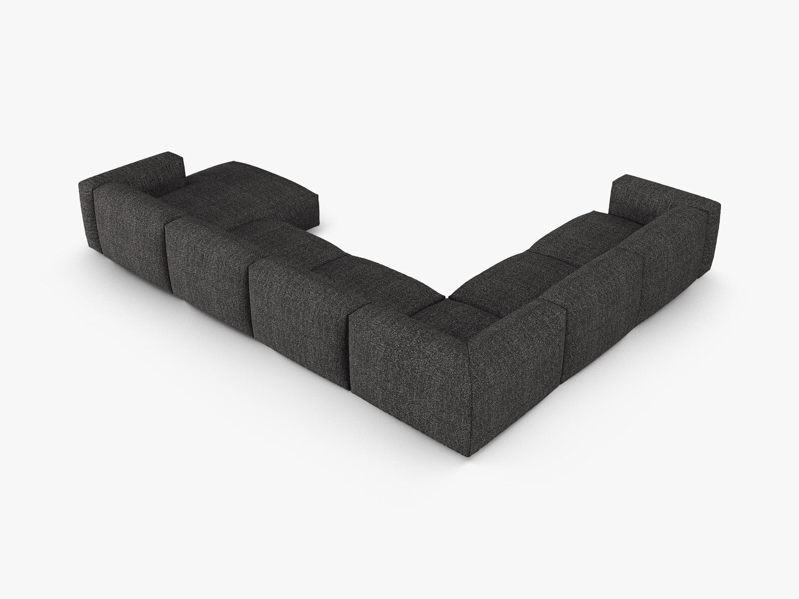 Micadoni modulares Ecksofa XL Martina 6-Sitzer 90cm Sitztiefe Links Boucle Monet Anthrazit