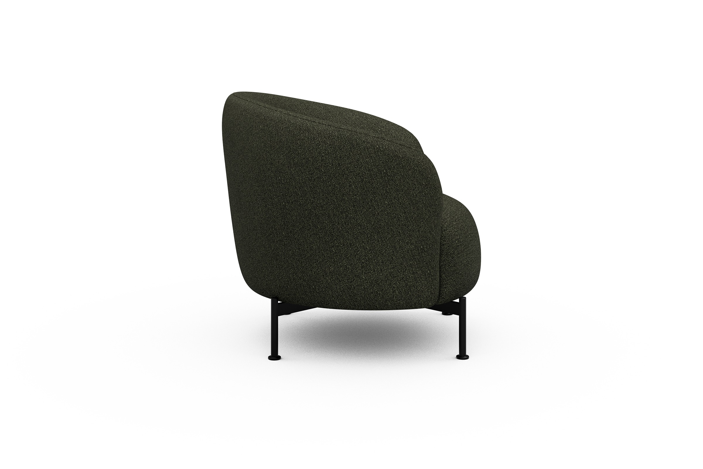Sessel Ronda X-Metallgestell Schwarz Boucle-Forest-Green