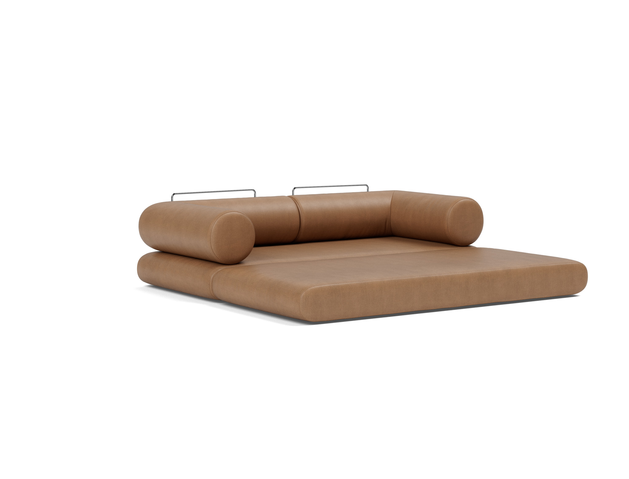 Tagesbett Circlus mit L-förmigen Armlehnen Lederoptik Faunal 551-Brown