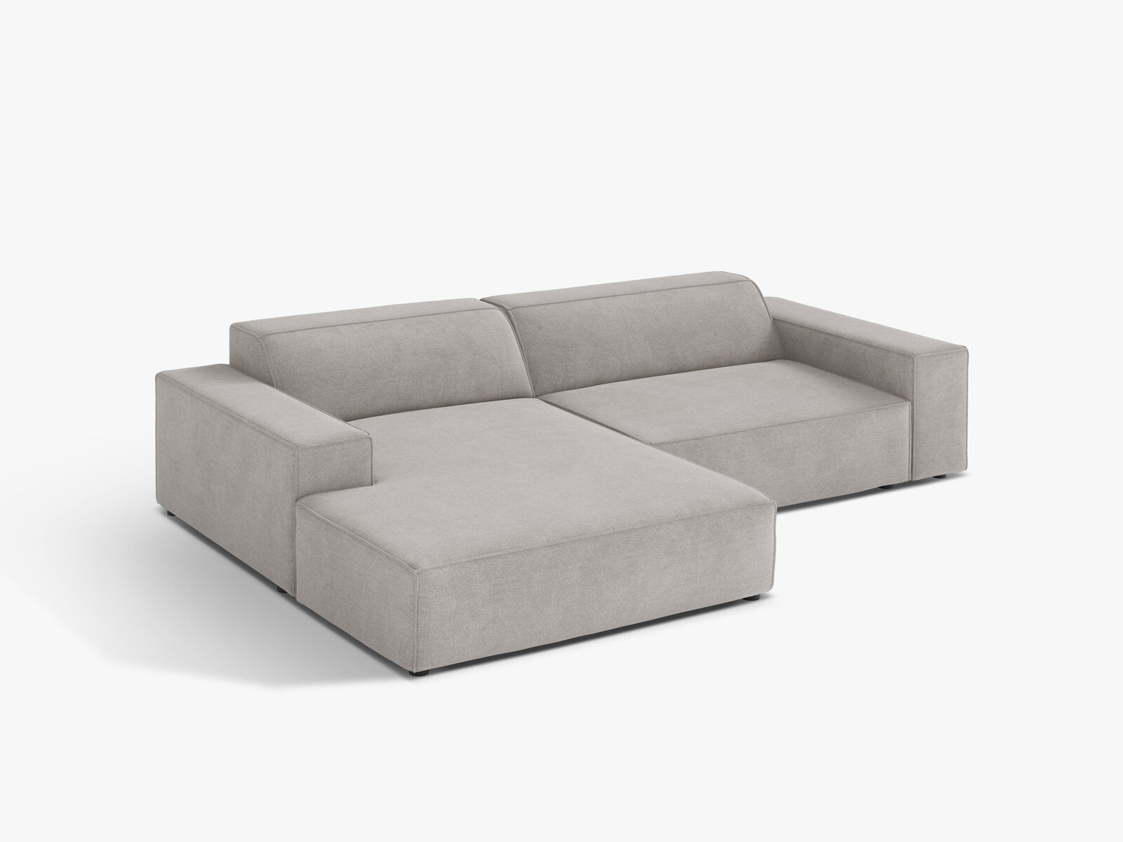 Micadoni Ecksofa Jodie 3-Sitzer Links Strukturierter Stoff Liberty Hellgrau