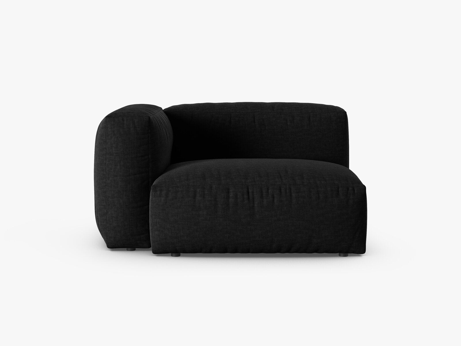 Micadoni Eckmodul mit Armlehne Martina 1-Sitzer 90cm Sitztiefe Links Strukturierter Stoff Boston Schwarz