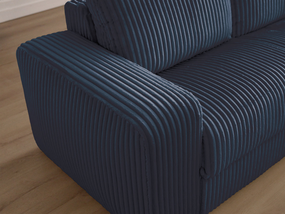 Bobochic Ibiza Schlafsofa 3-Sitzer Cordsamt Dunkelblau, Liegefläche 160 × 196 cm