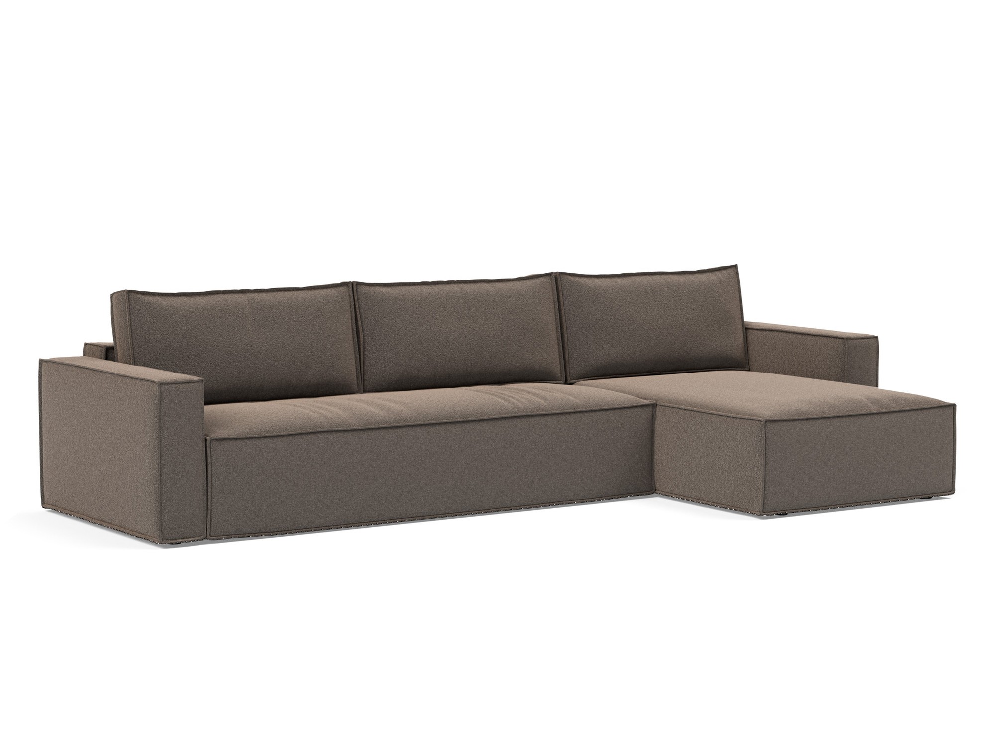 Schlafsofa Newilla mit Chaiselongue Boucle Skandi 530-Taupe
