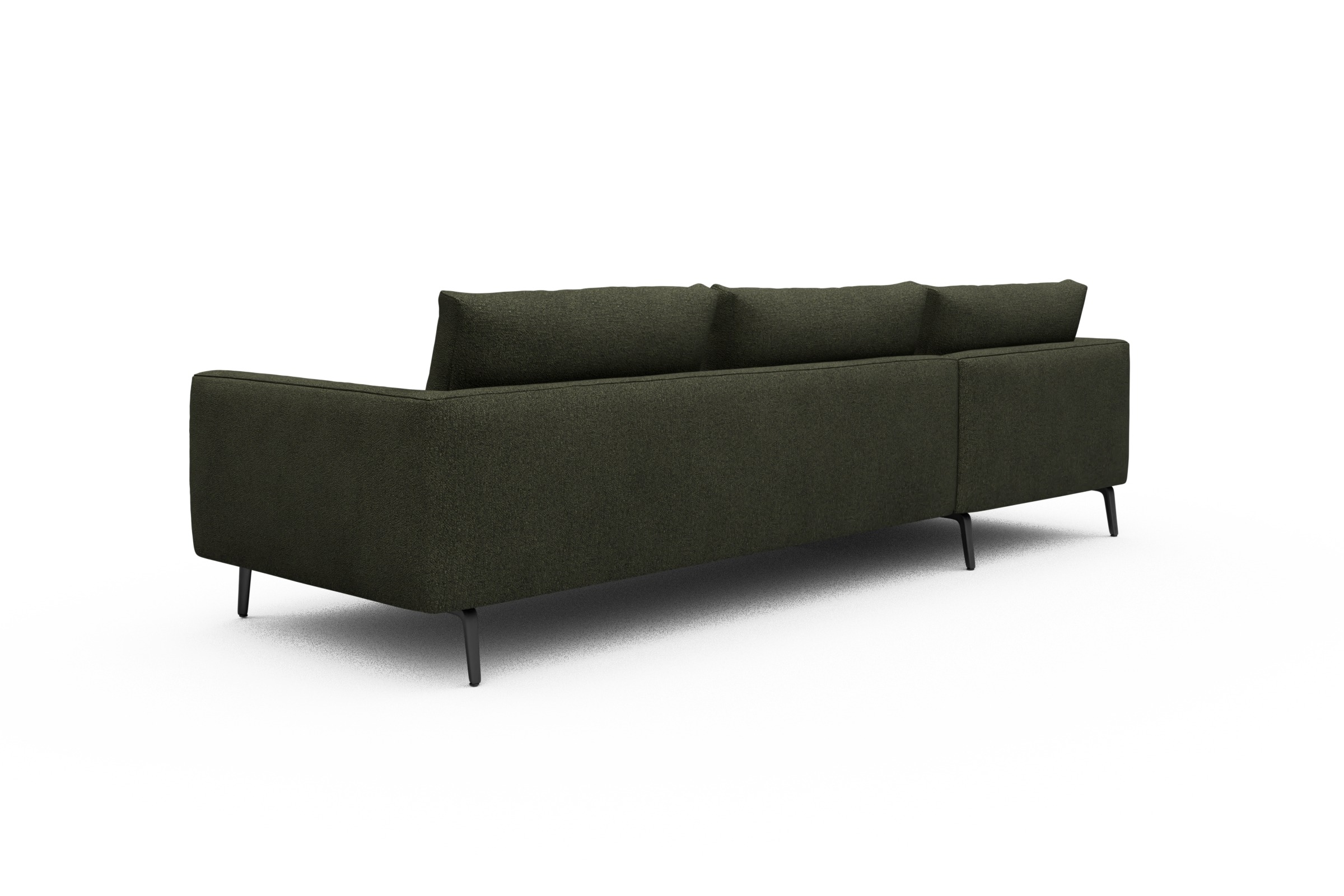 Ecksofa Karl Chaiselongue links mit 2,5-Sitzer Boucle-Forest-Green
