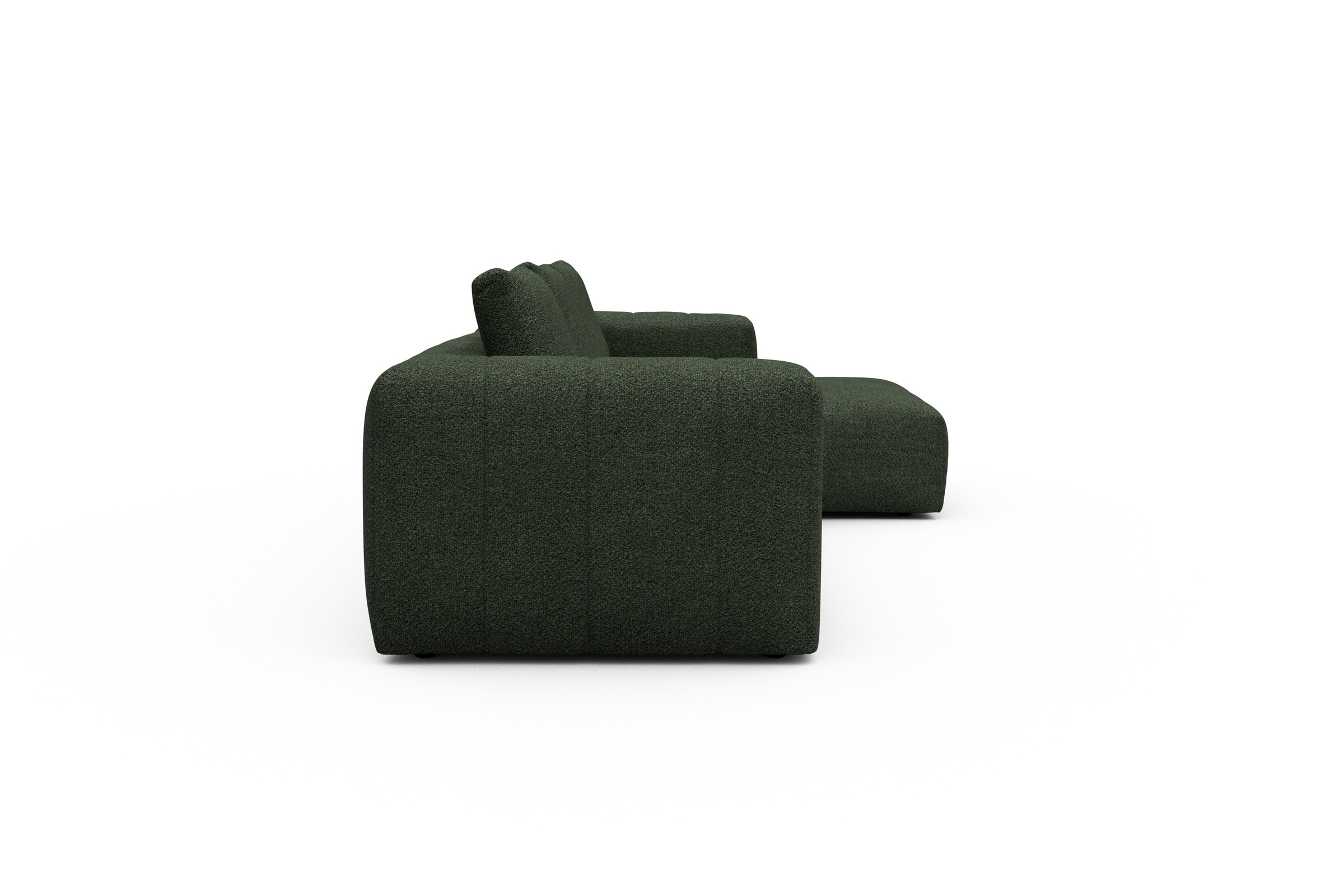 Ecksofa Hugo 2,5-Sitzer Armlehne links mit Chaiselongue Vanora-Deep-Green