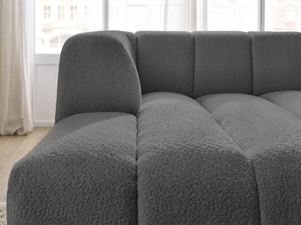 Bobochic Annecy Méridienne-Modul Bouclé-Stoff Dunkelgrau Ecke links