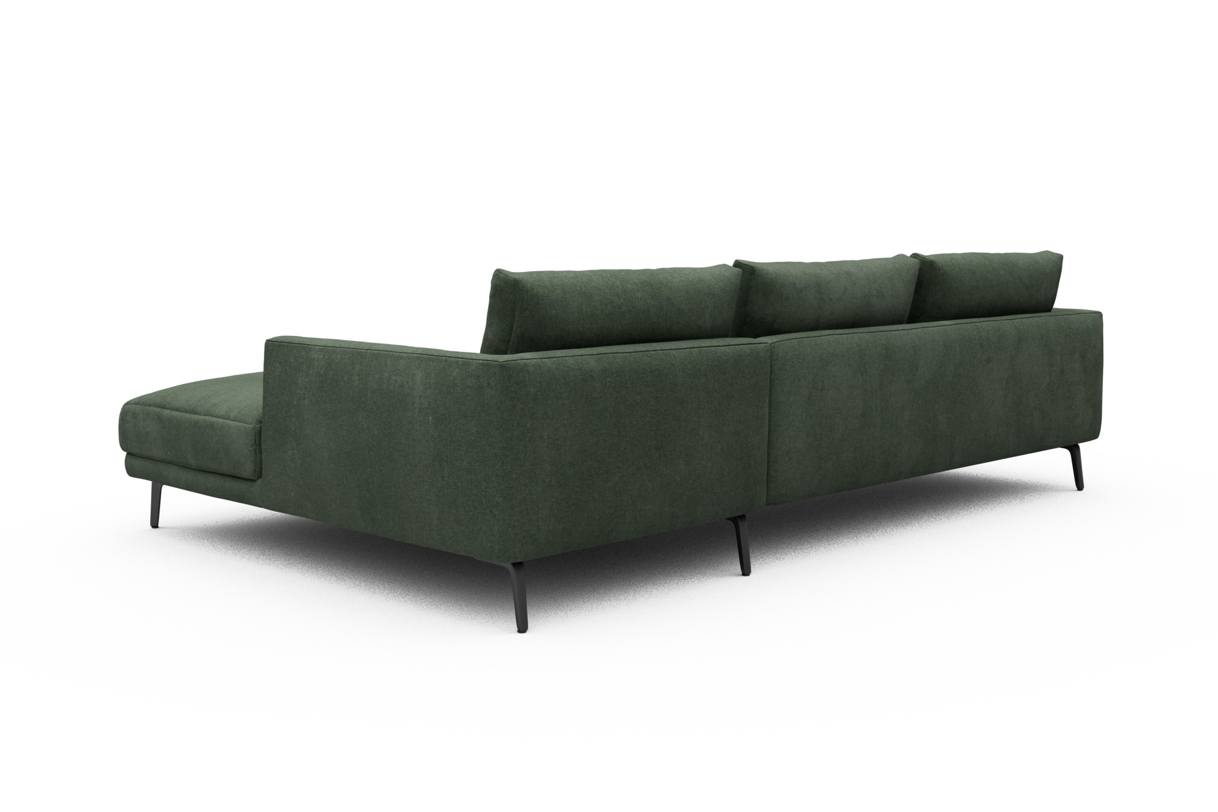 Ecksofa Karl Chaiselongue rechts mit 2,5-Sitzer Casone-Forest-Green