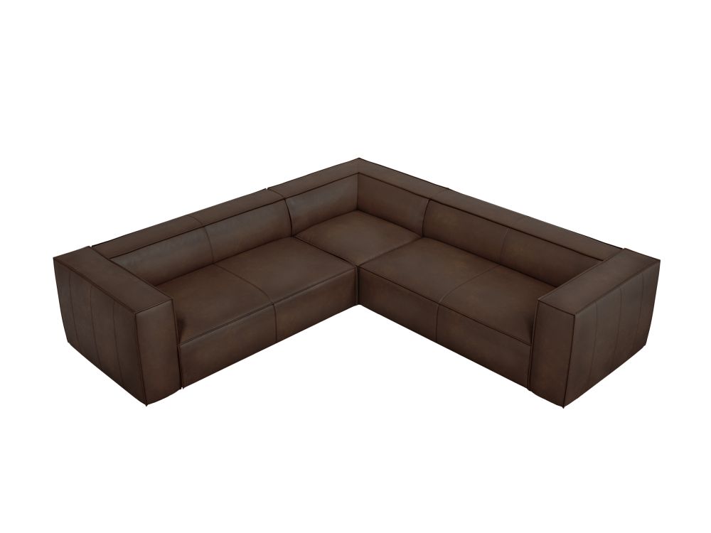 Cosmopolitan Design Symmetrisches Ecksofa Turin 5-Sitzer Leder Granada Dunkelbraun