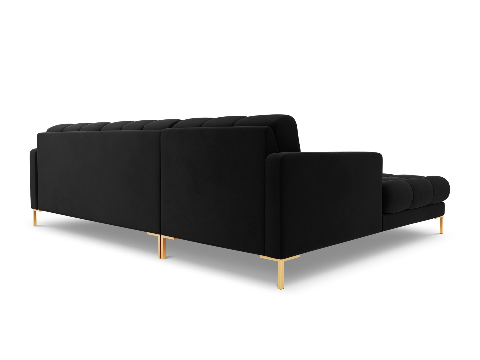 Cosmopolitan Design Ecksofa Bali 5-Sitzer Samt Bluvel Schwarz Links Beine Gold