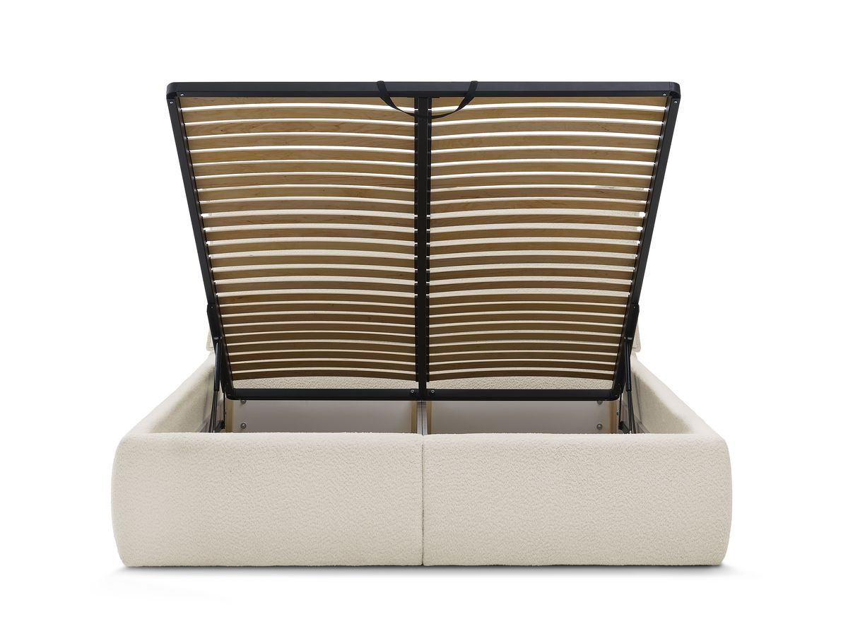 Bobochic Garance Polsterbett mit Bettkasten Bouclé-Stoff Beige, Liegefläche 160 × 200 cm