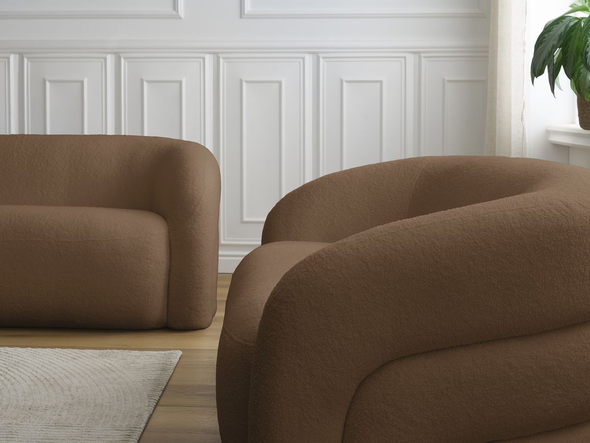 Bobochic Elina Sofa 5-Sitzer Bouclé-Stoff Braun