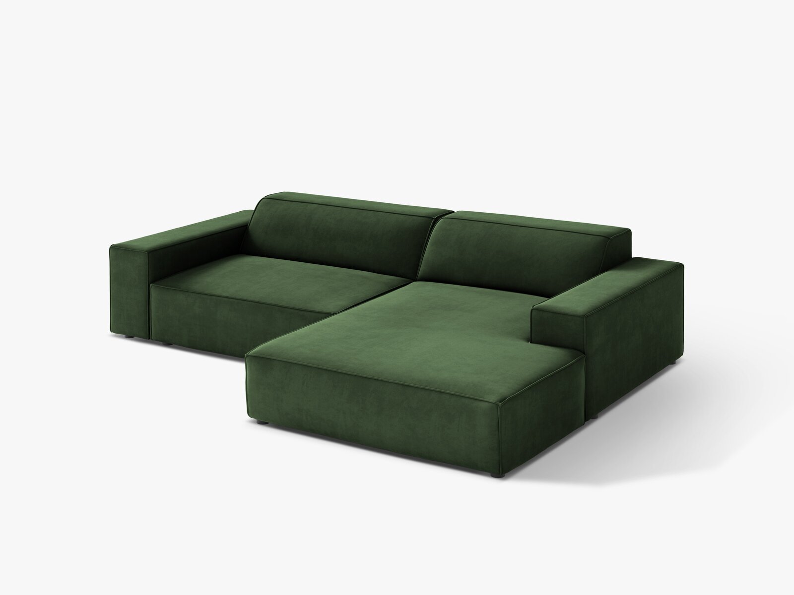 Micadoni Ecksofa Jodie 3-Sitzer Samt Venus Flaschengrün Rechts