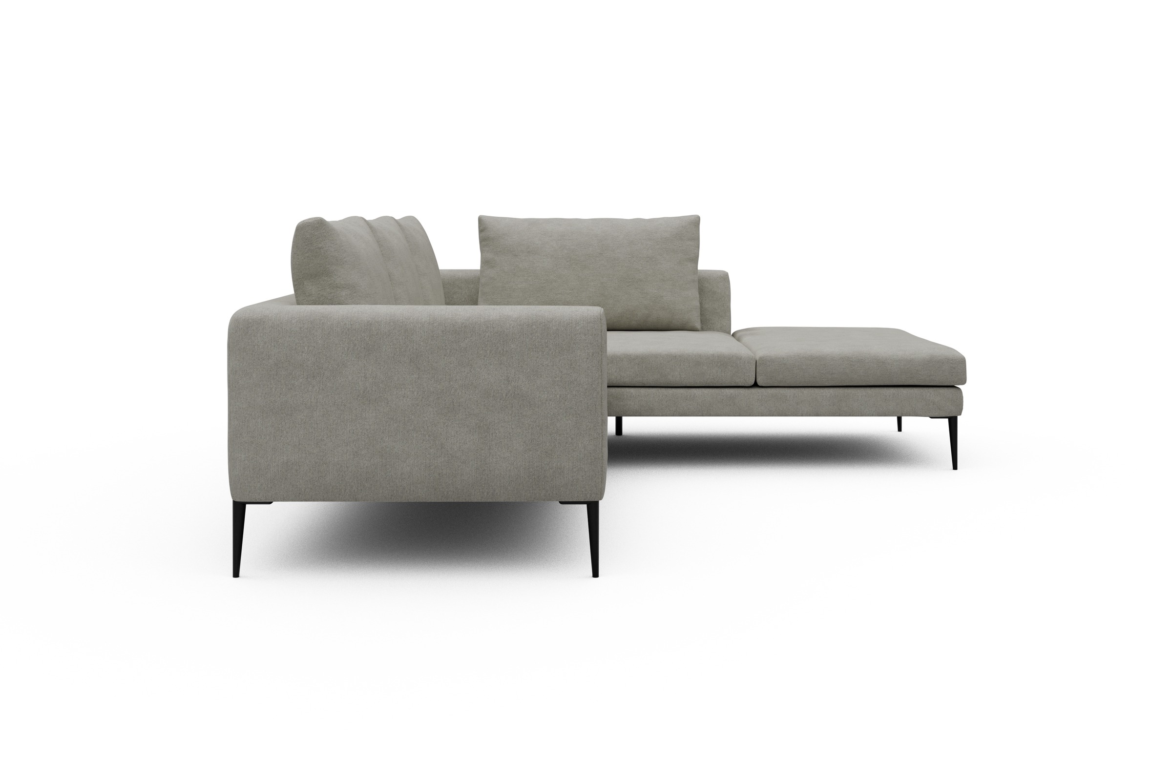Ecksofa Paul Relax-Ecke rechts mit 2-Sitzer Carreno-Moon-Stone-White