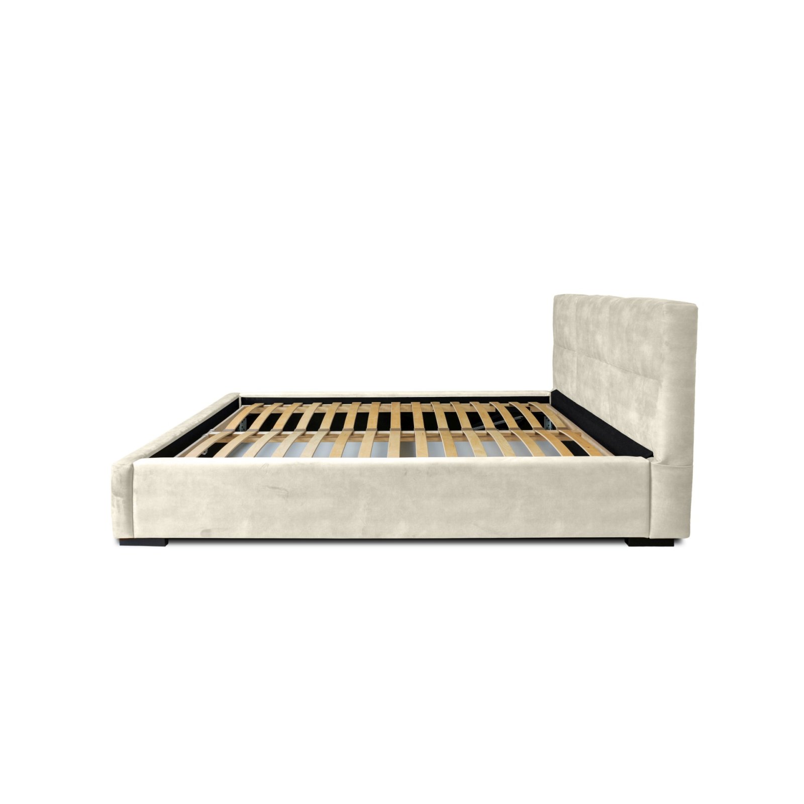 Polsterbett Portoza Samtstoff 140x200 mit Metallrahmen Macau Sand