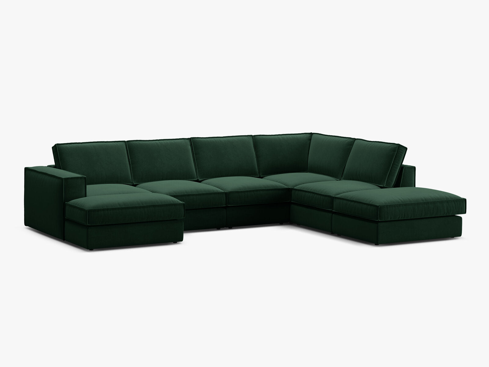 Micadoni modulares Panorama Ecksofa Pola 5-Sitzer Rechts Samt Salvador Flaschengrün