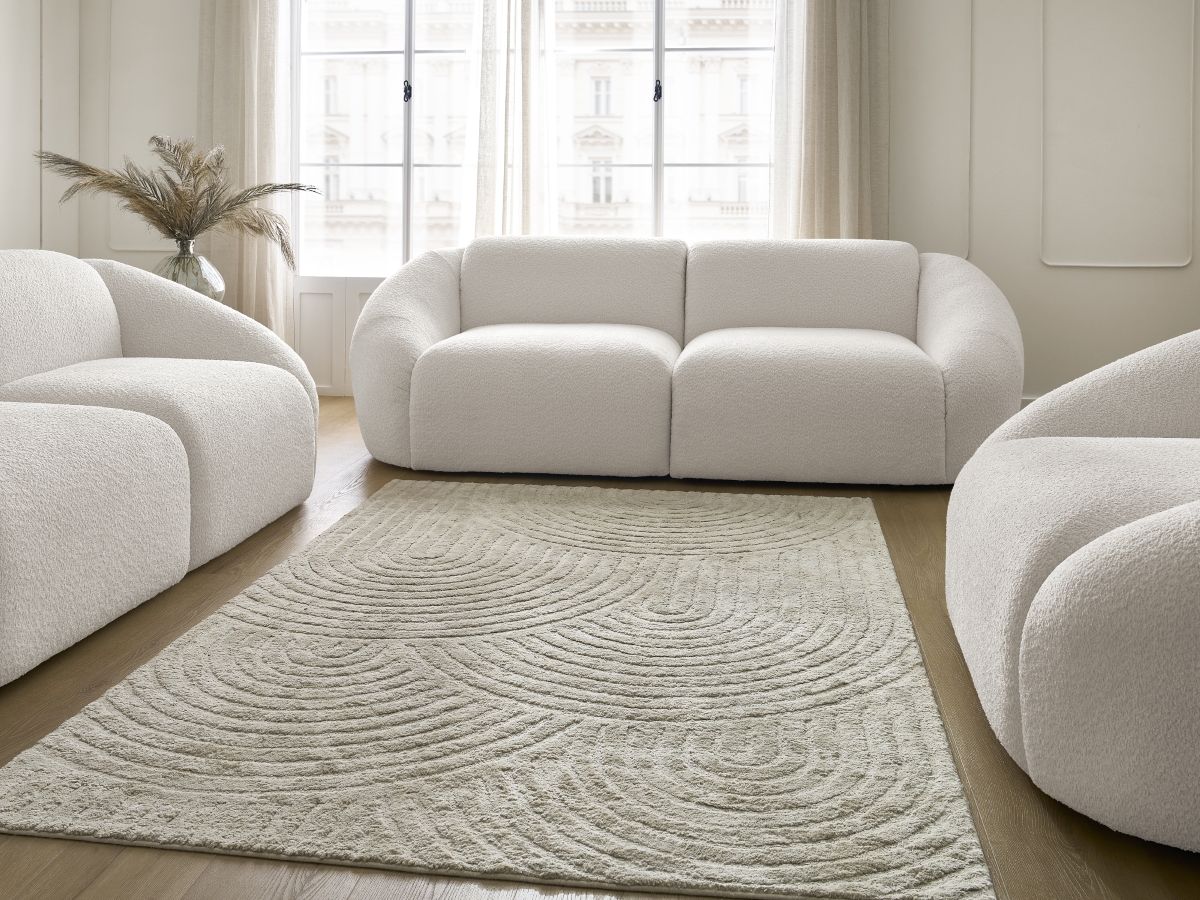 Bobochic Tina Sofa 6-Sitzer Bouclé-Stoff Weiß