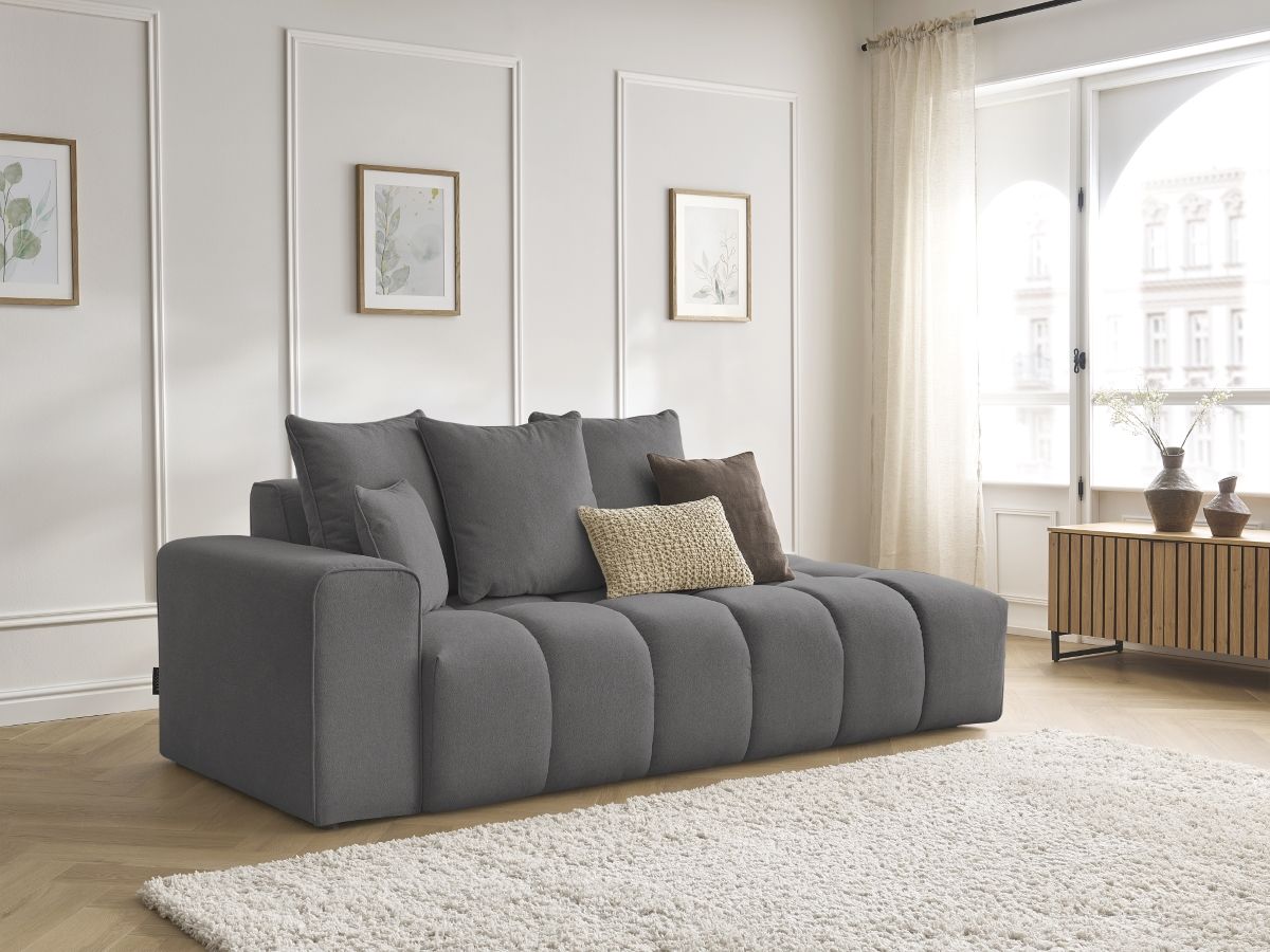 Bobochic Mont-blanc Sofa 4-Sitzer Melange-Stoff Dunkelgrau Armlehne links