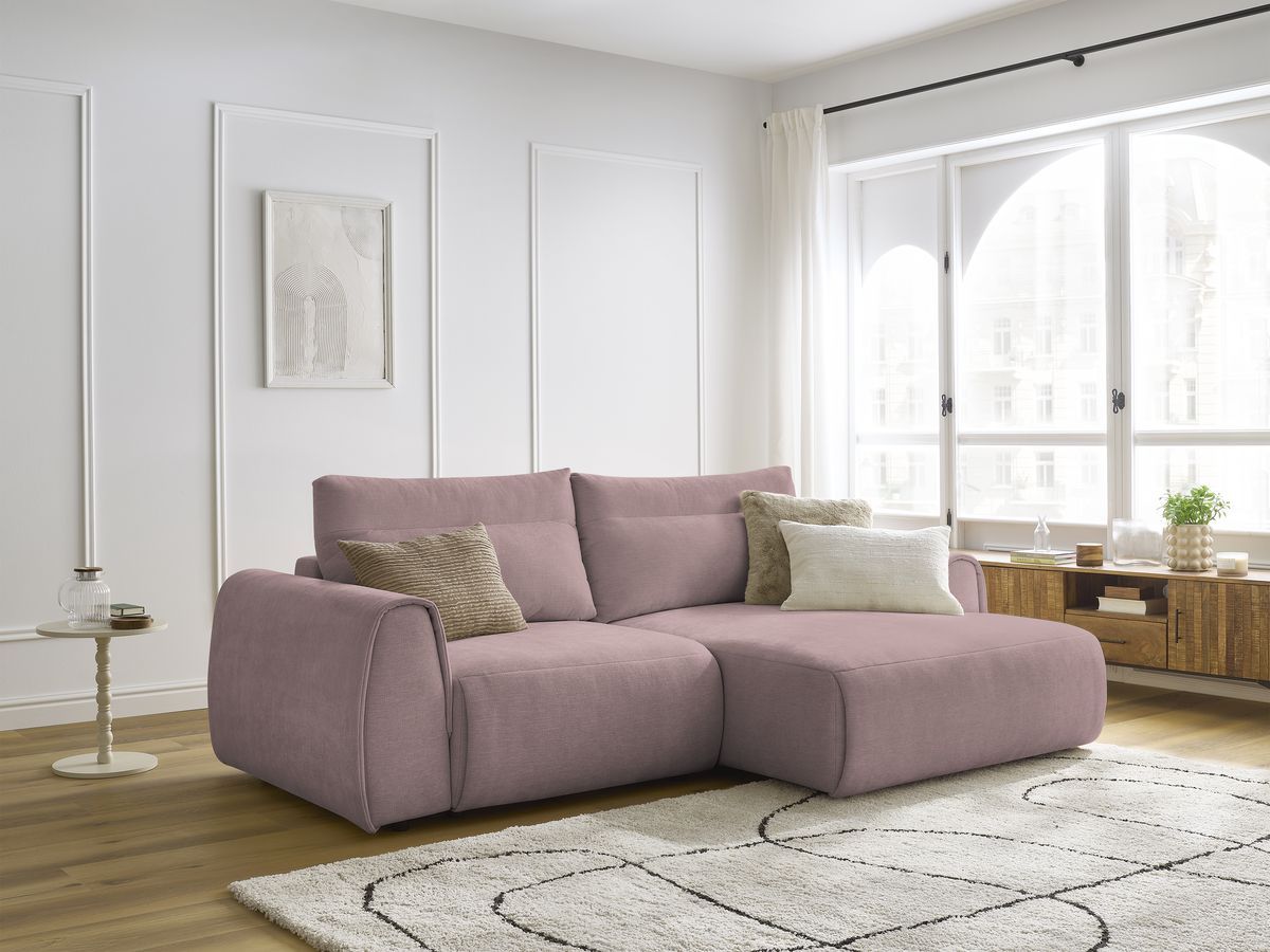 Bobochic Aden Ecksofa 246 × 152 cm Stoff Rosa Ecke rechts
