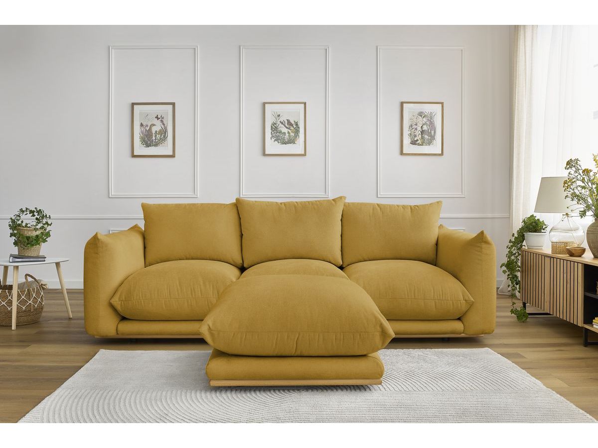 Bobochic Ernest Sofa 4-Sitzer mit Pouf Stoff Gelb