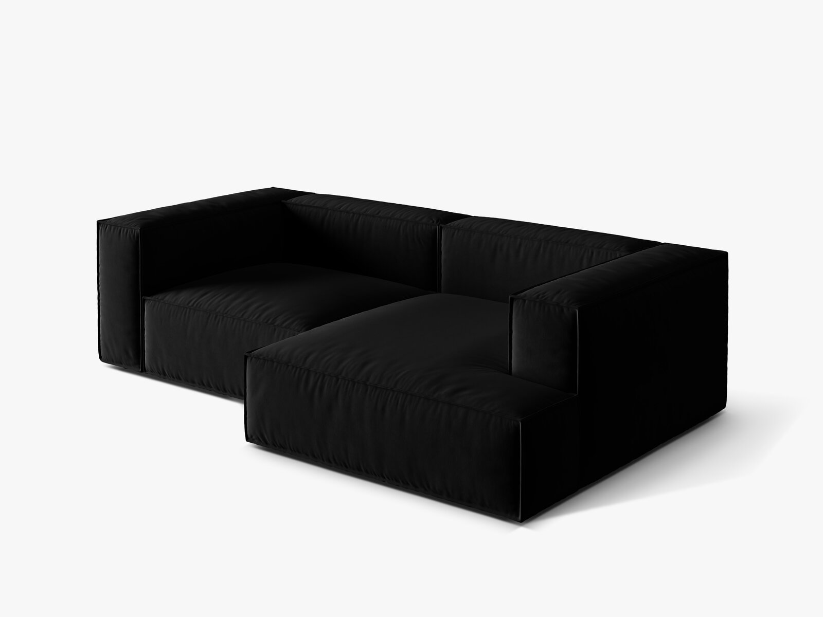 Micadoni Ecksofa Nuria 3-Sitzer Rechts Samt Schwarz