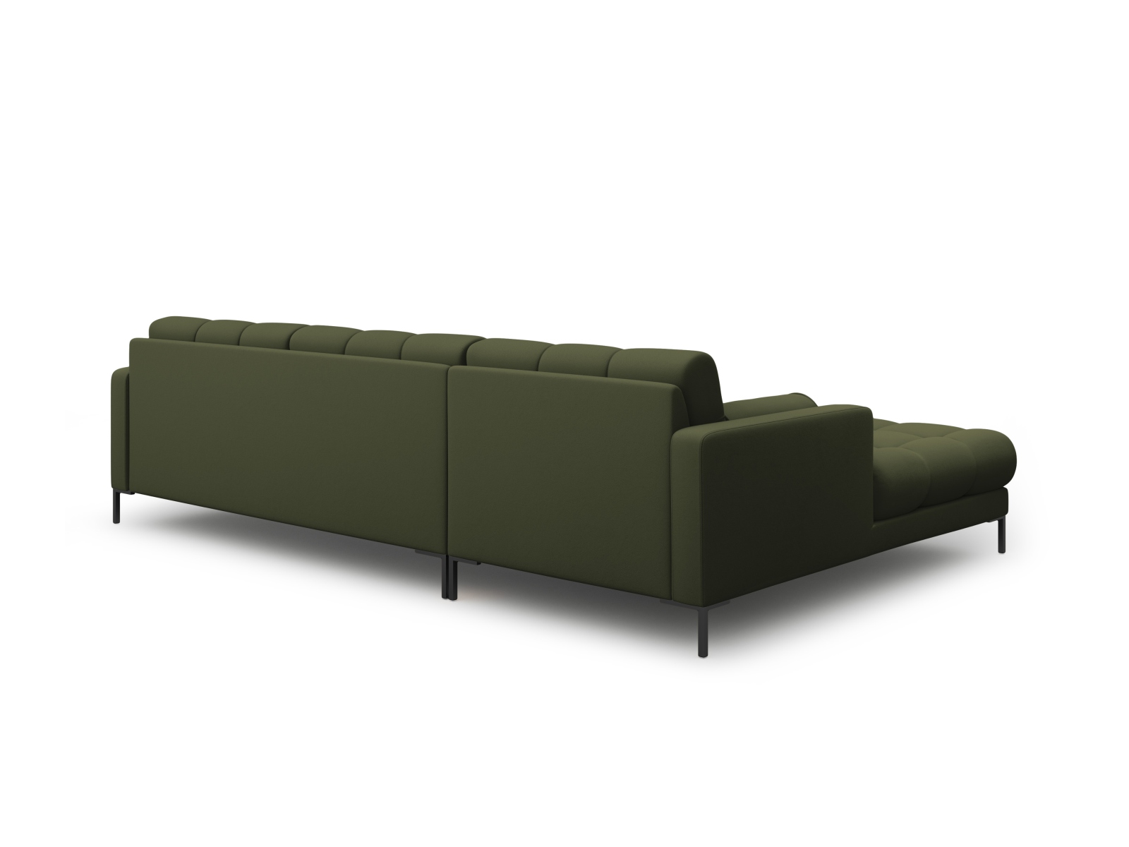 Cosmopolitan Design Ecksofa Bali 5-Sitzer Strukturierter Stoff Neve Grün Links Beine Schwarzes Metall