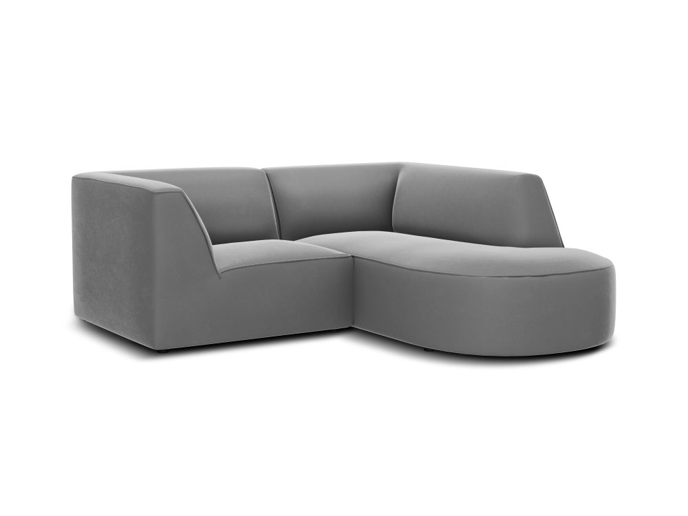 Cosmopolitan Design Ecksofa Siena 3-Sitzer abgerundet Samt Salvador Grau Rechts