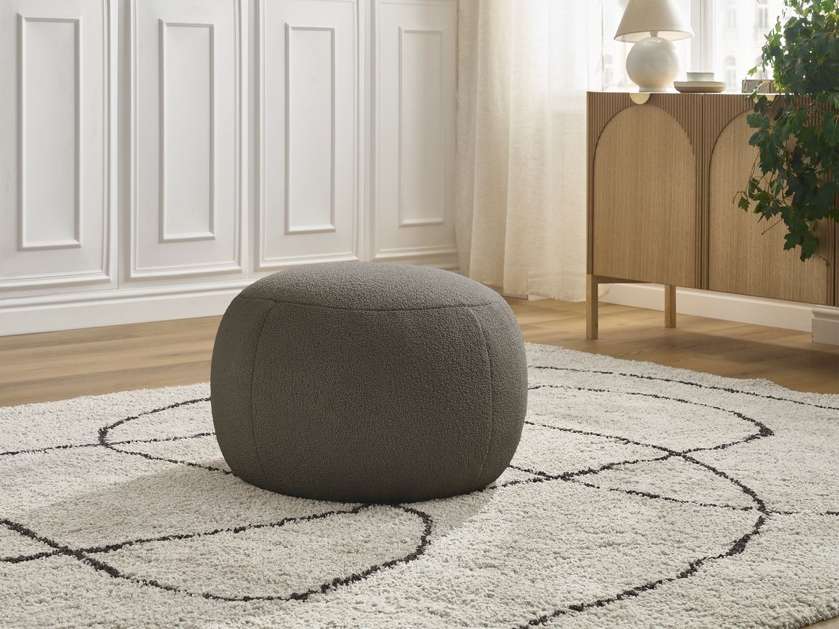 Bobochic Hayden Pouf, rund Bouclé-Stoff Braun, 60 cm