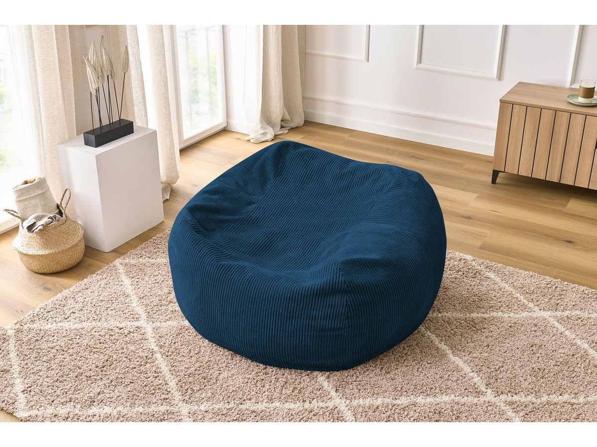 Bobochic Voltaire Pouf 120 × 70 cm Cordsamt Dunkelblau
